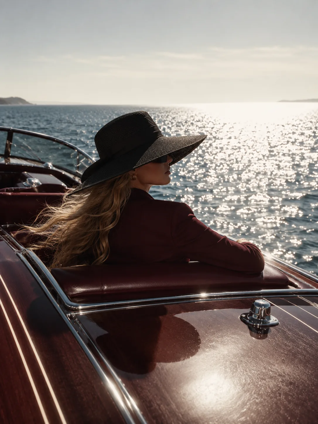 Lucky Girl Syndrome campaign: model looking out over the water from a yacht